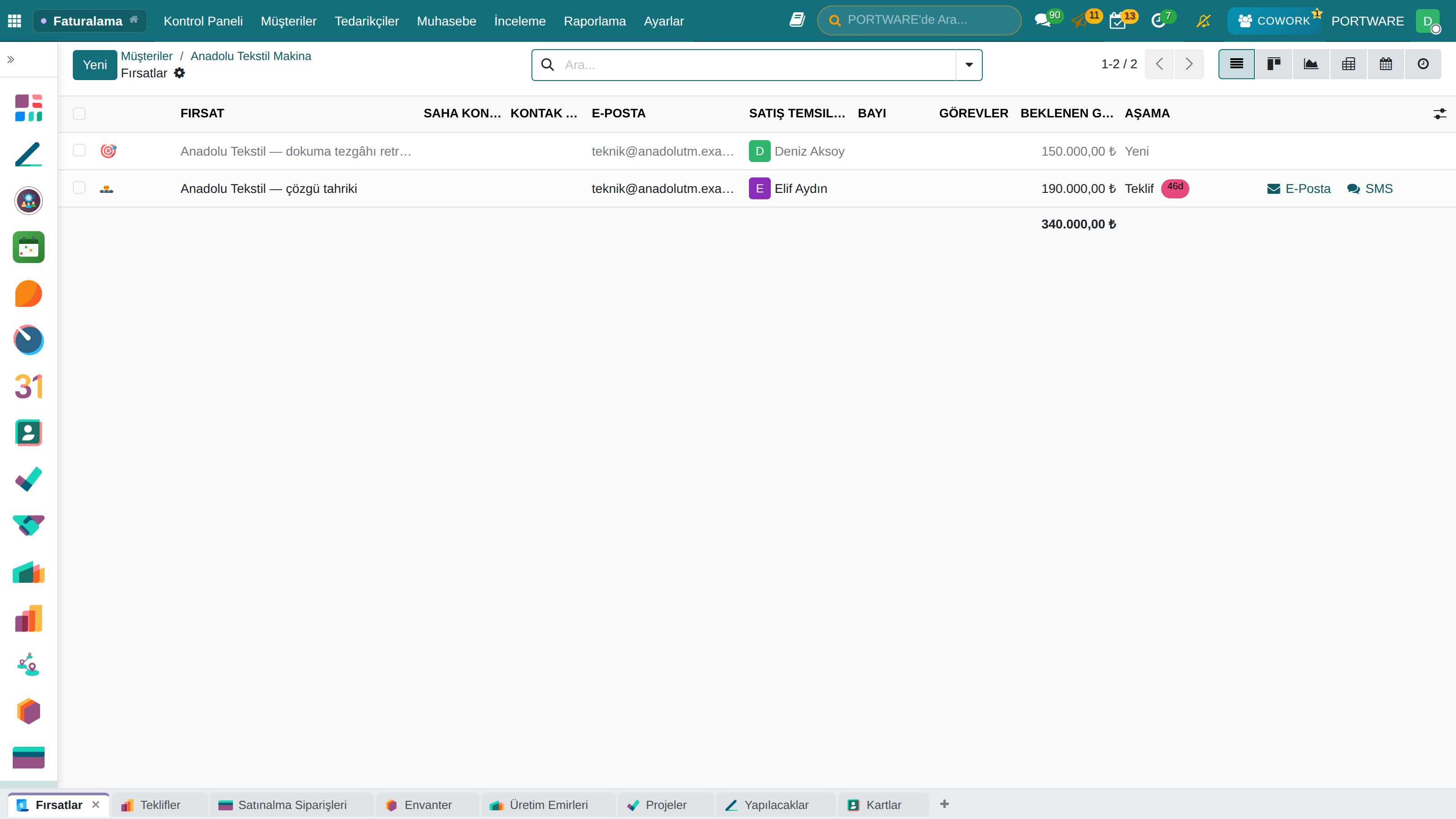 Demo Şirket CRM Fırsatları