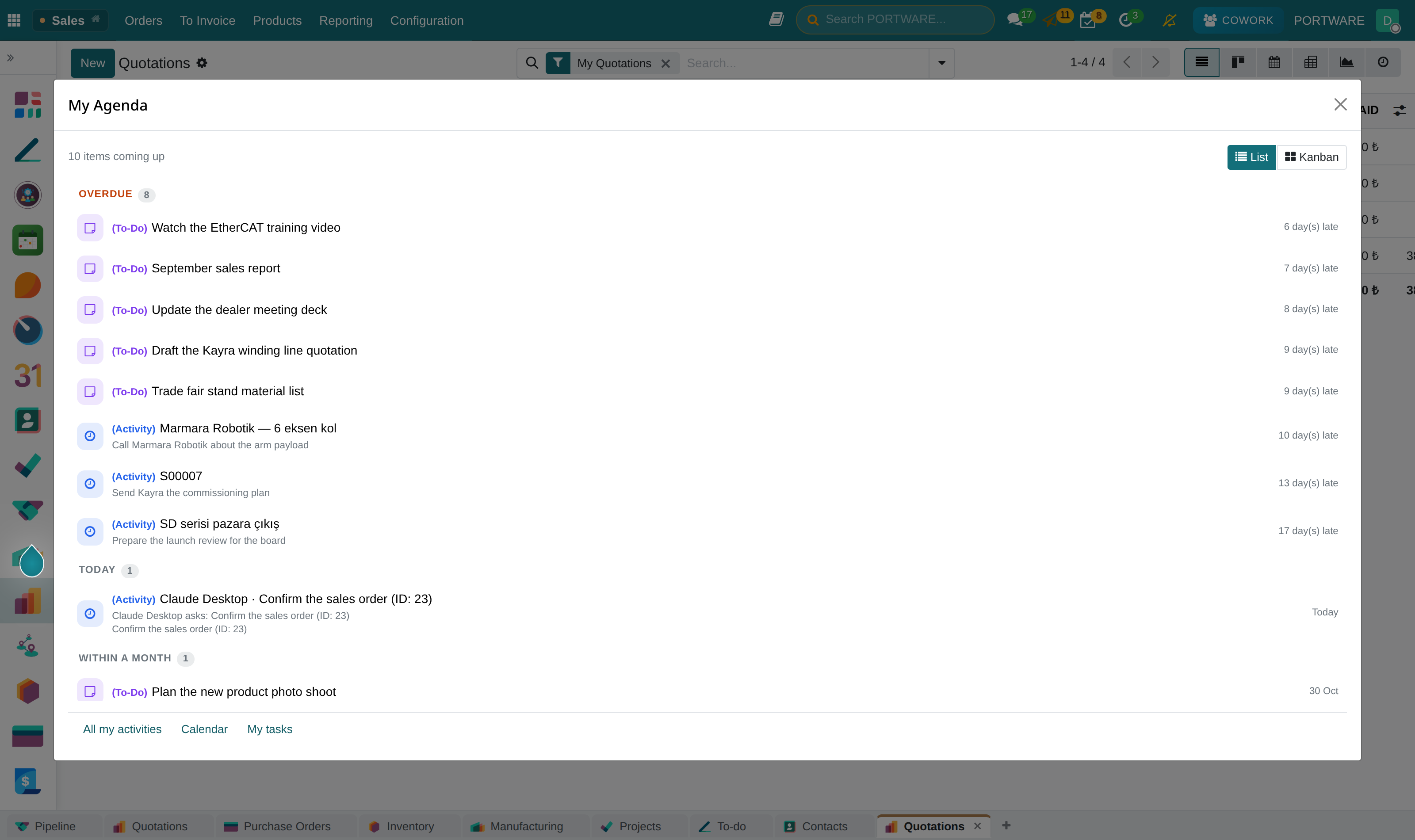 My Agenda: overdue work and the next seven days in one list