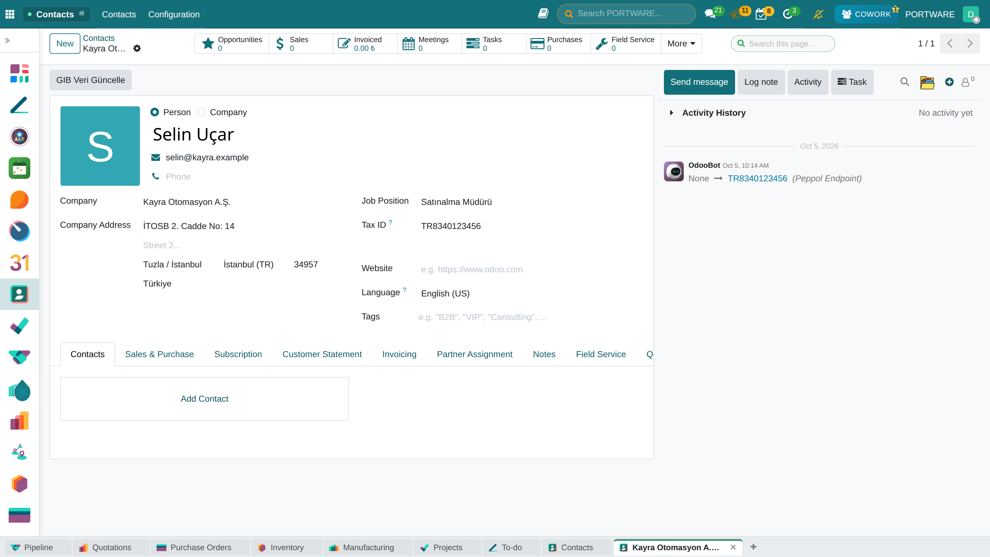 Contact card