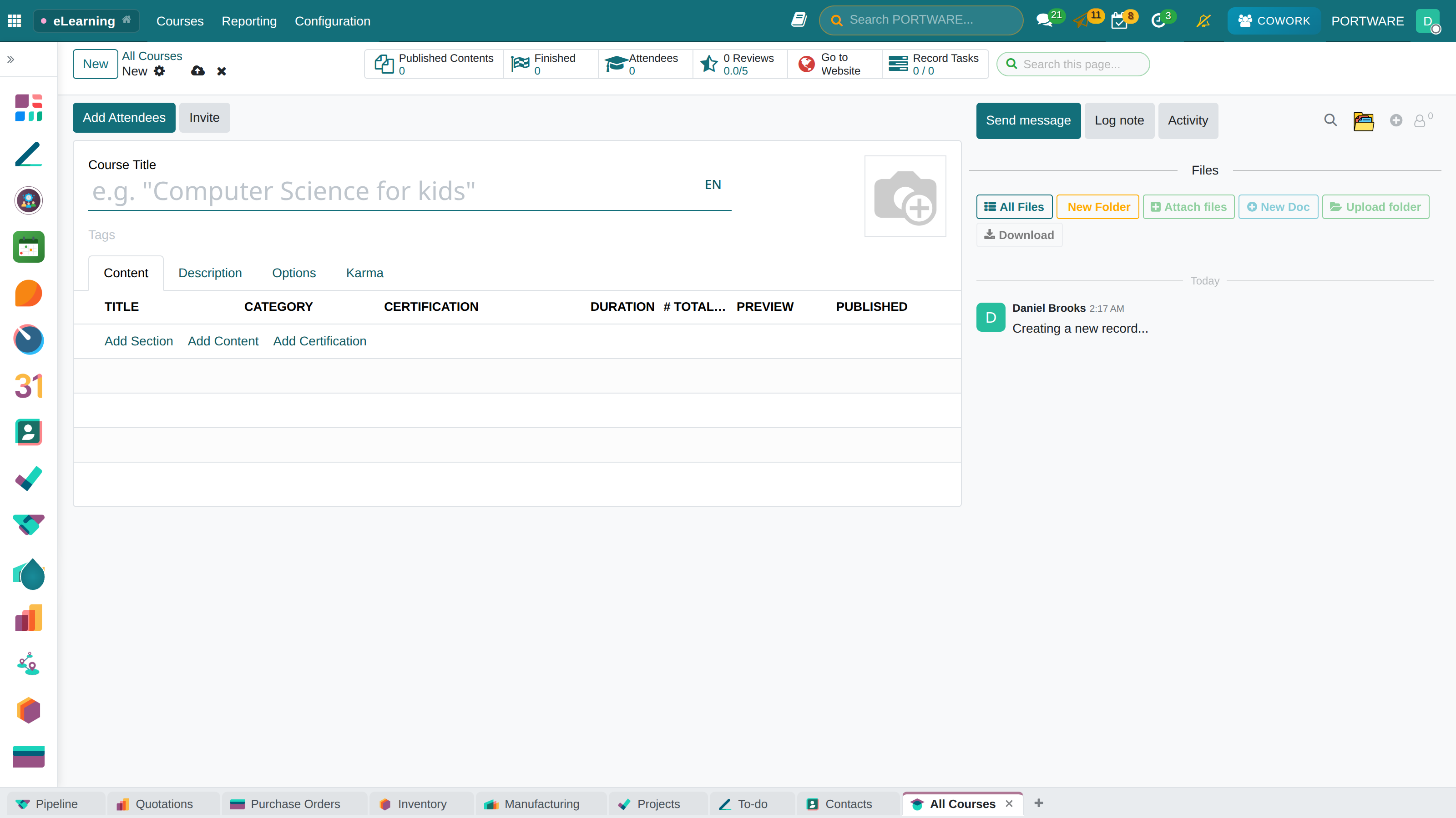 Creating a New Course