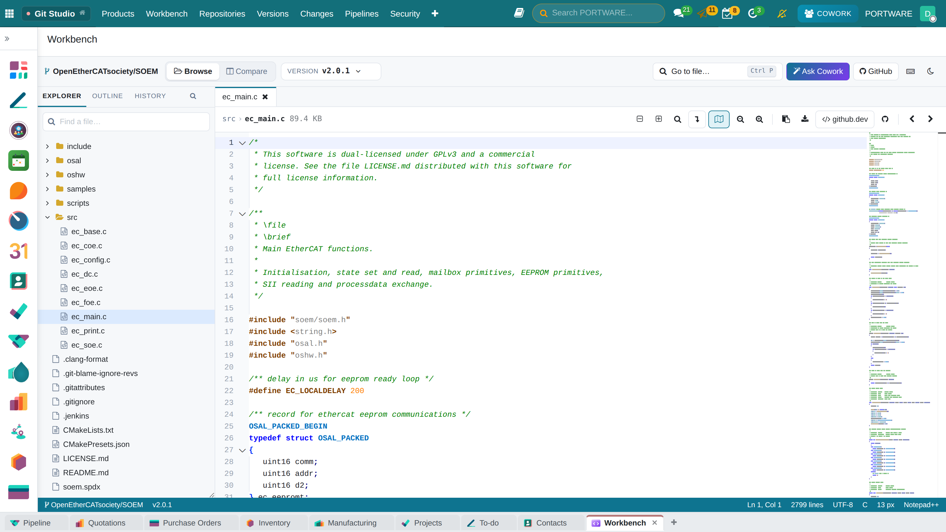 The Workbench: browsing a version
