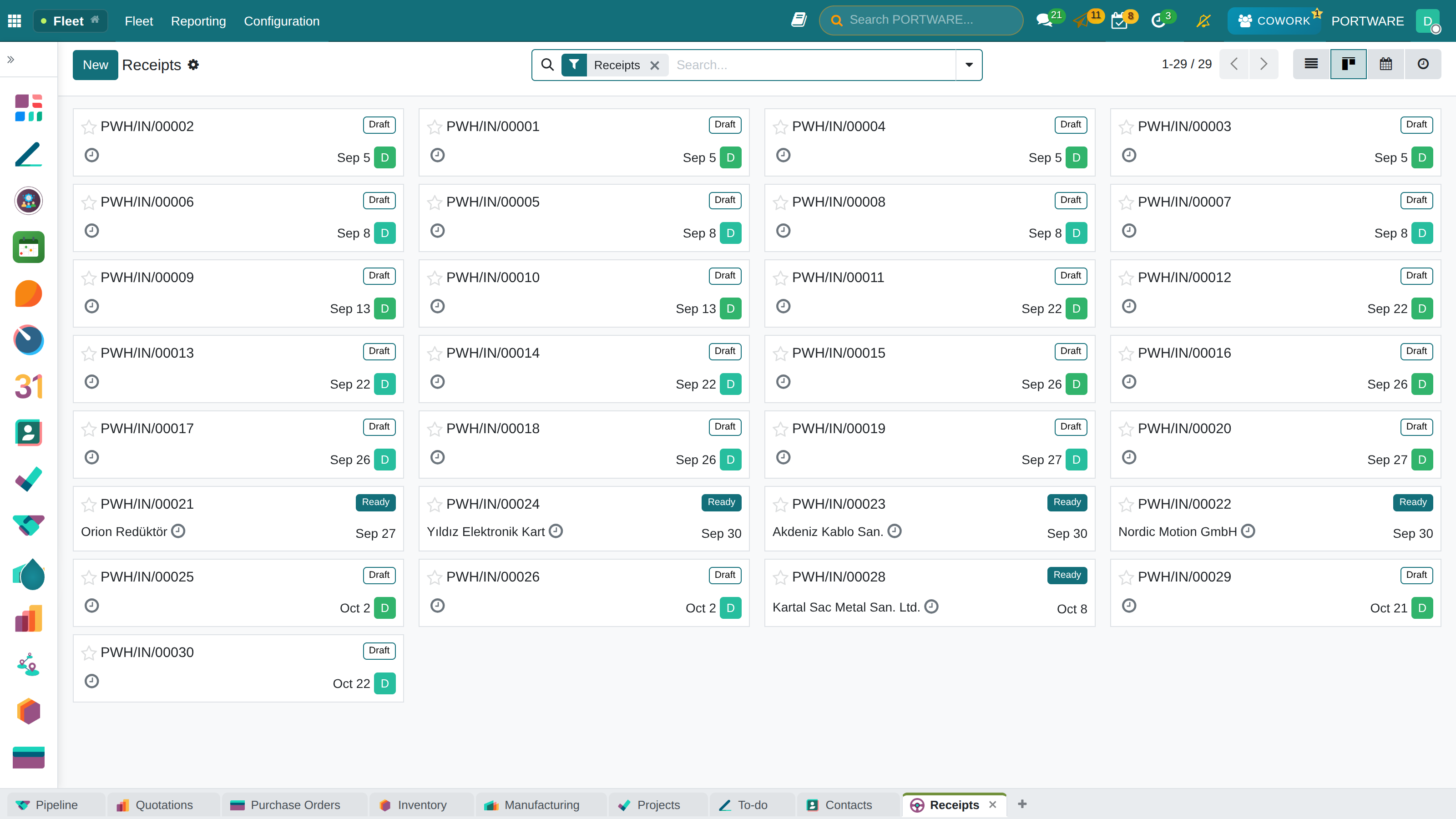 Receipts kanban