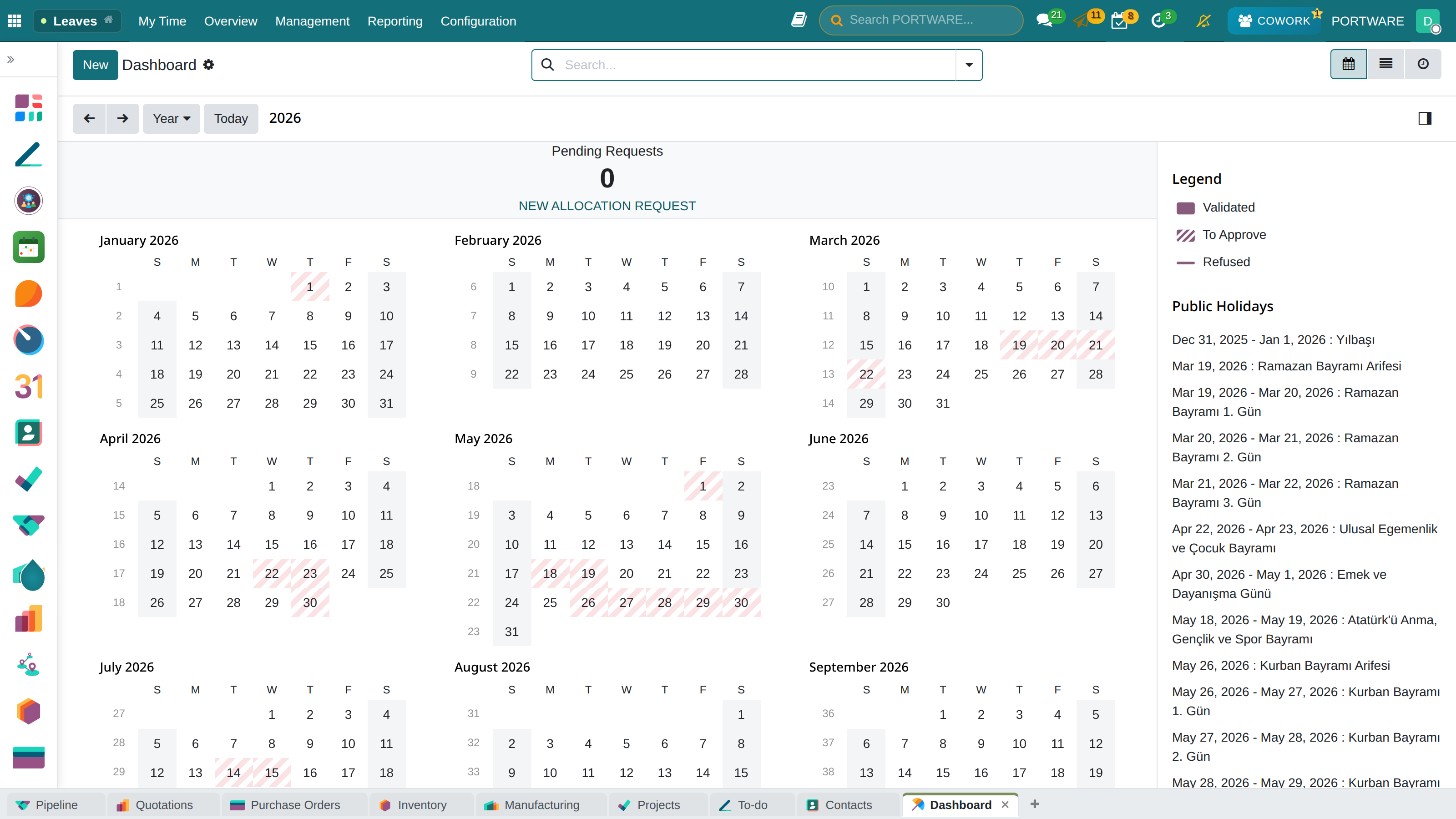 Time Off Main Screen