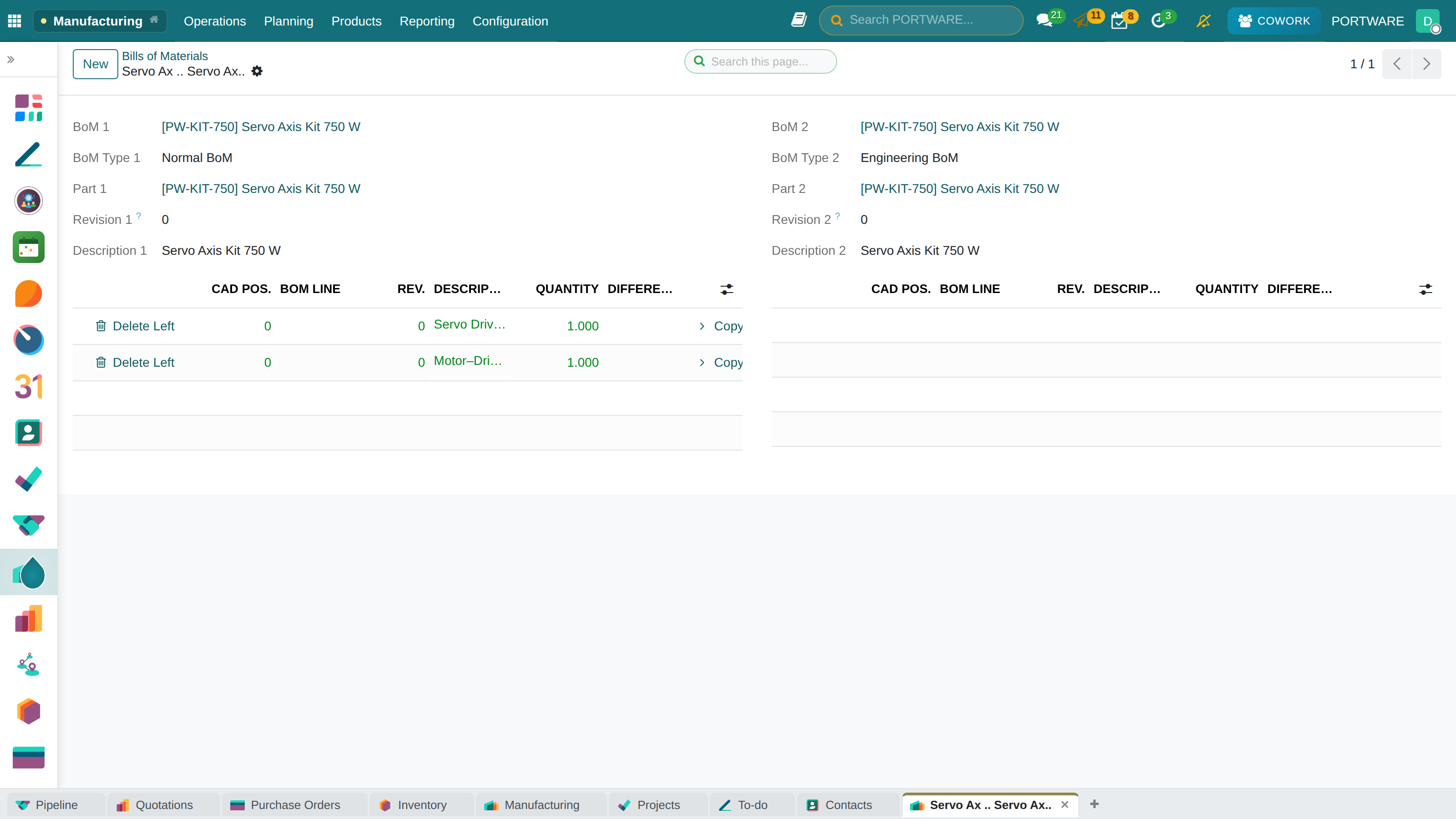 BoM comparison