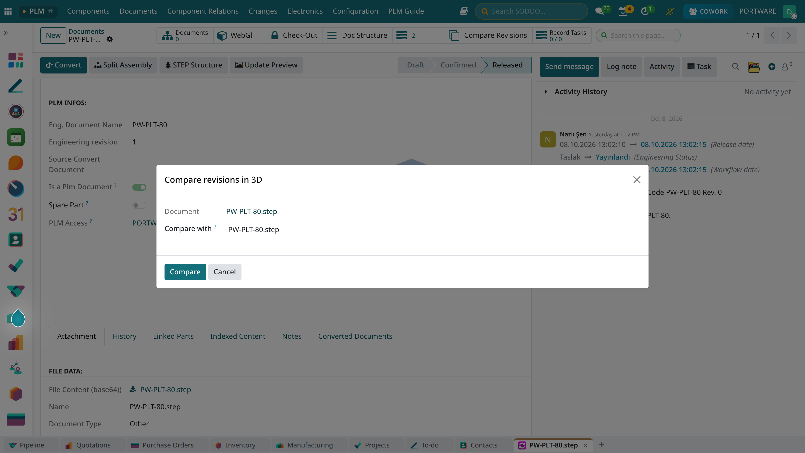 The revision comparison wizard