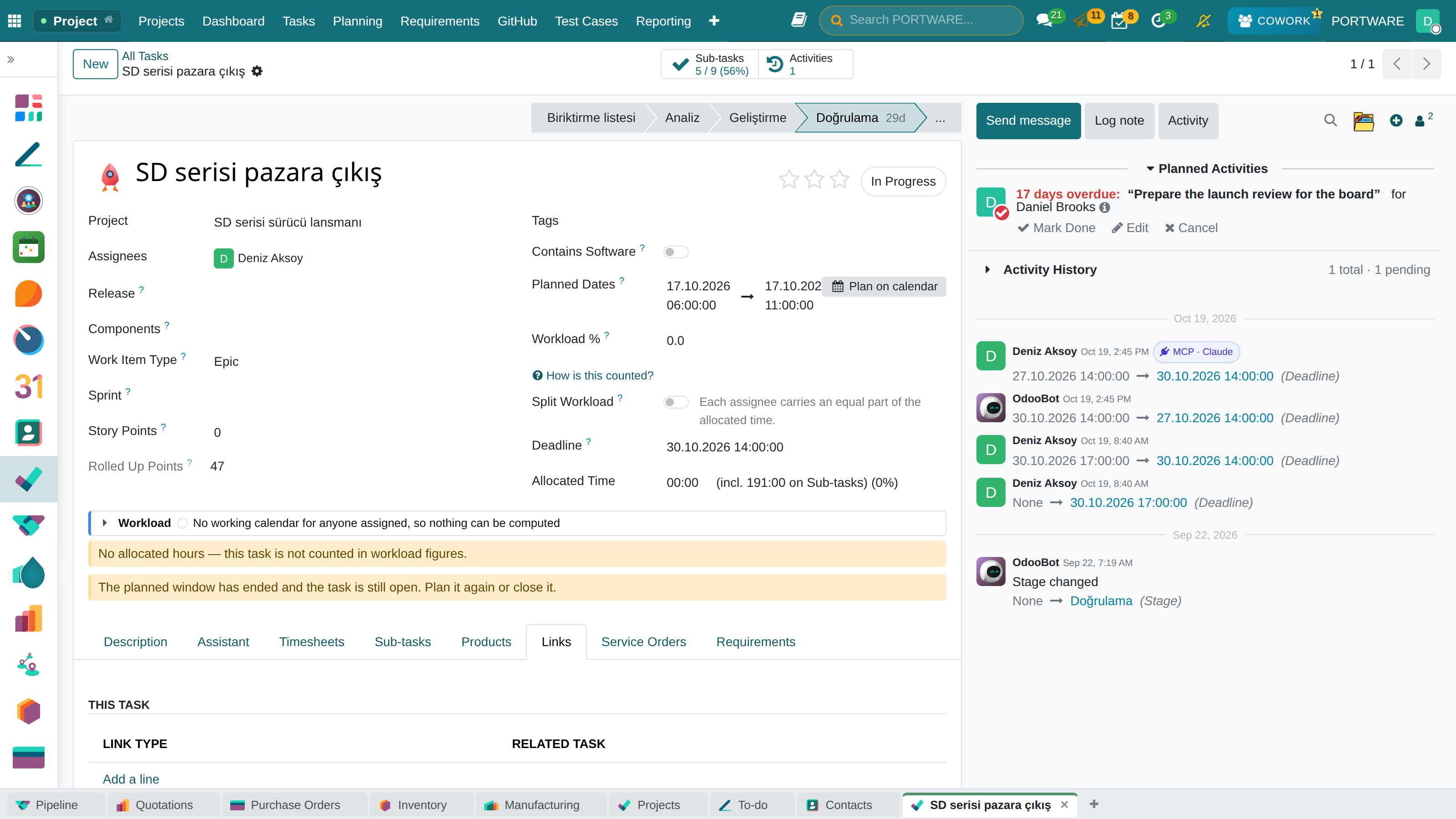 Links tab