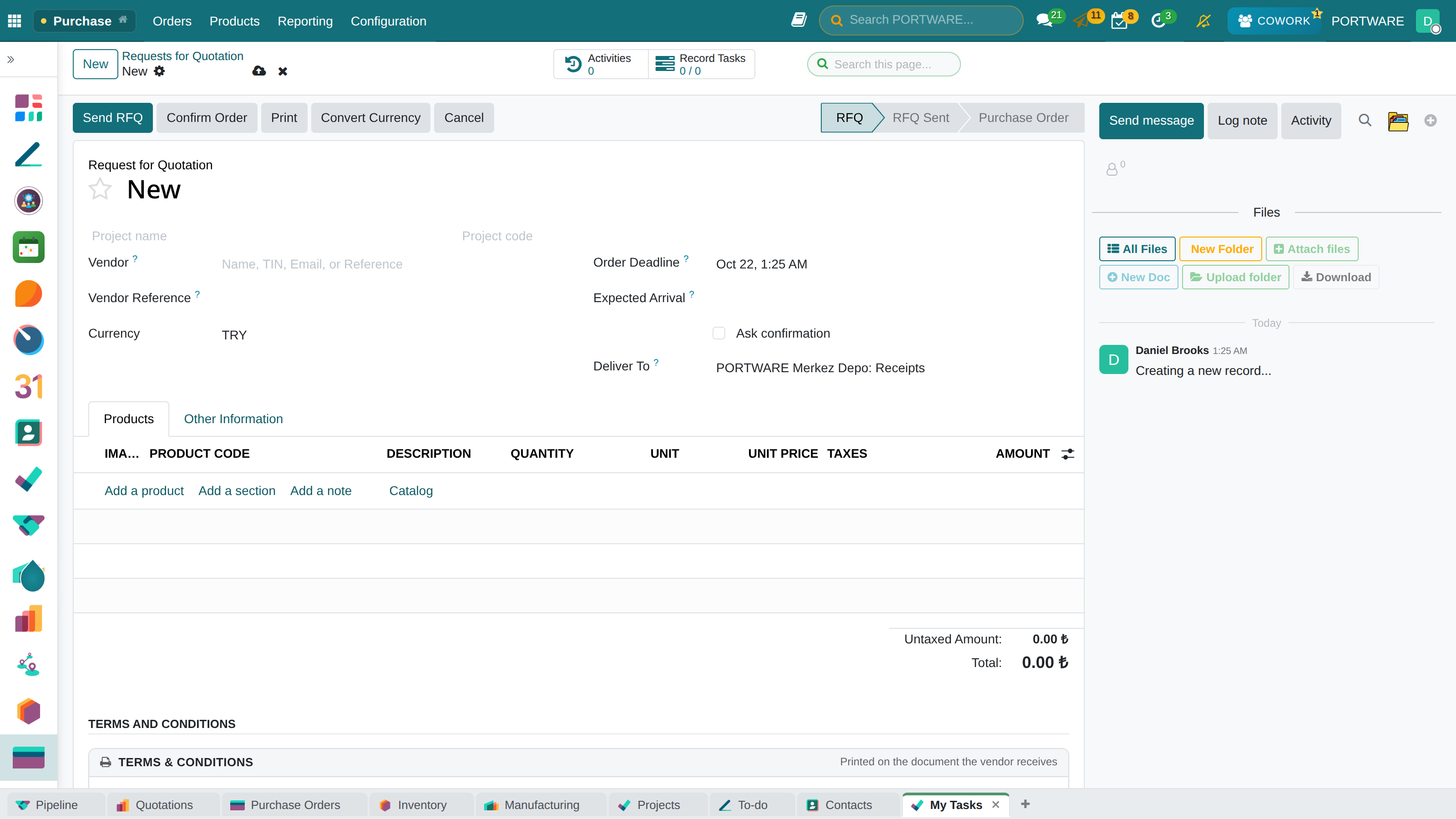 Creating a New RFQ