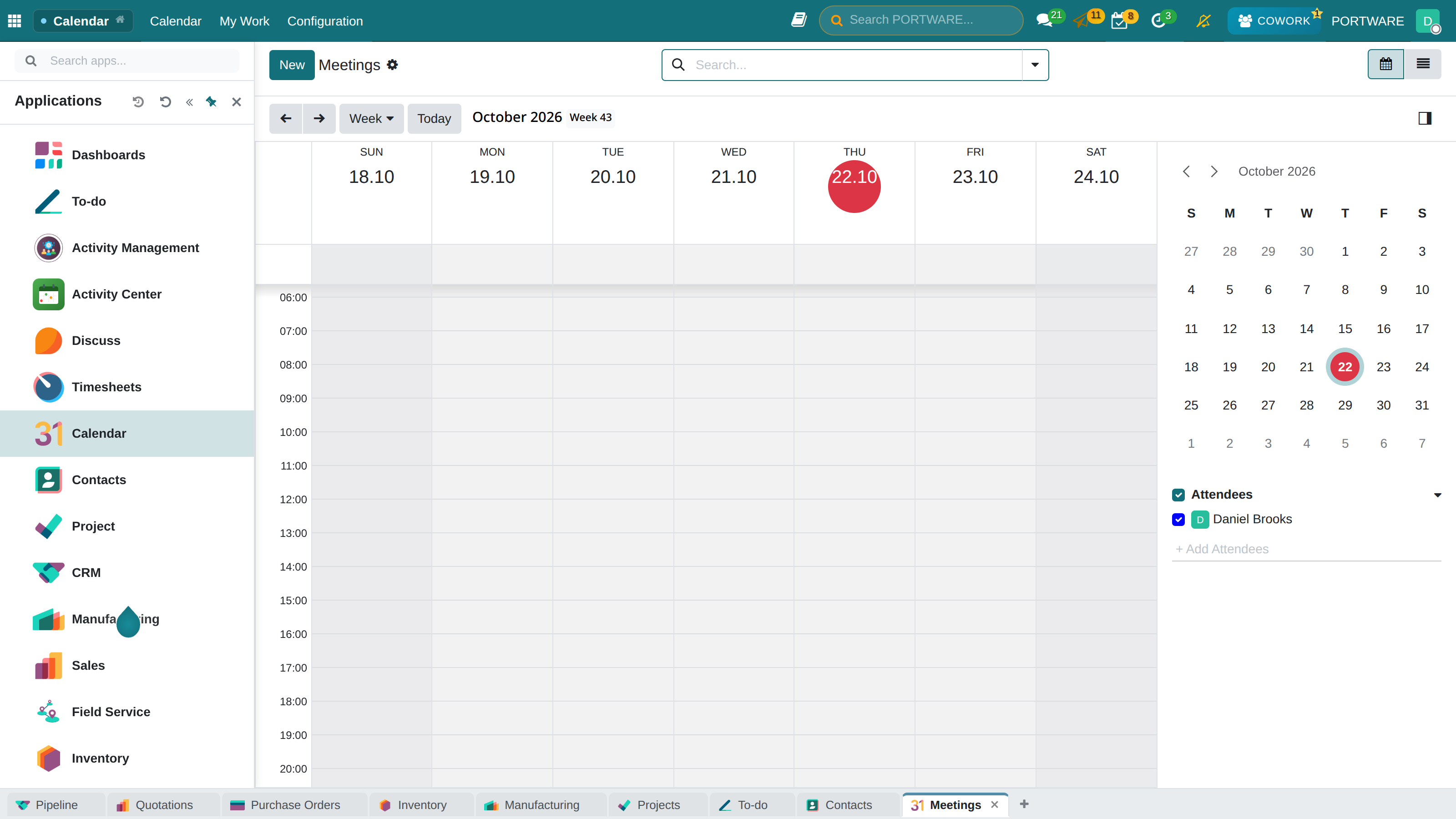 Calendar with the app rail