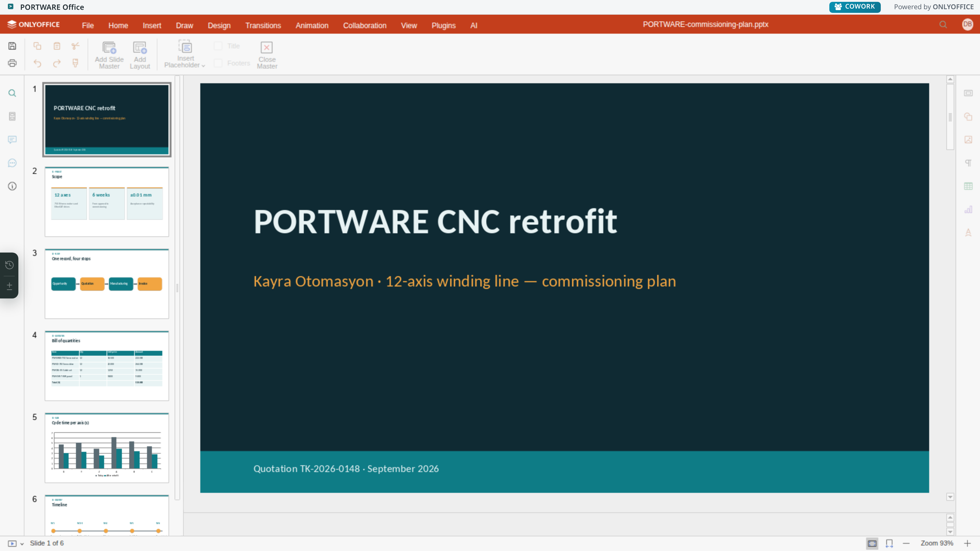 Presentation editor — Slide Master tab