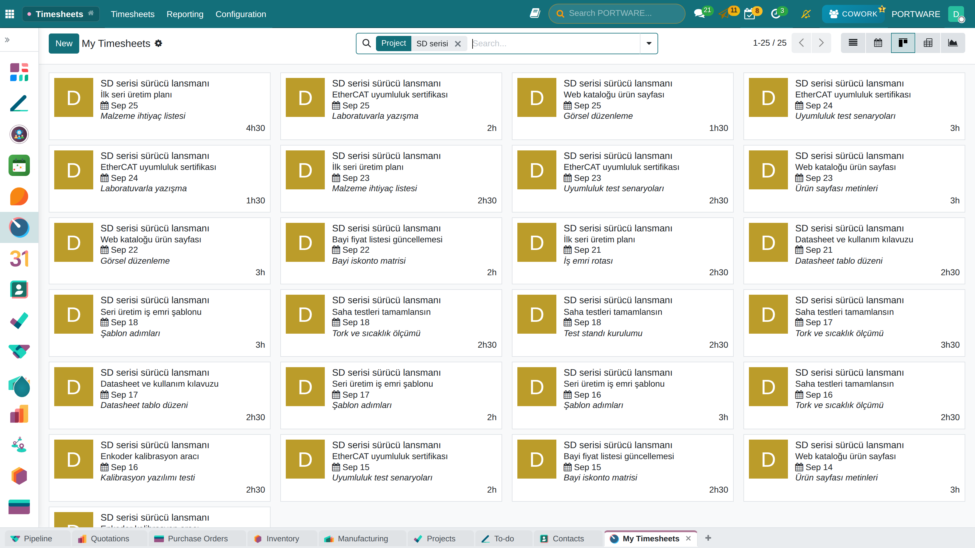 My timesheets — kanban