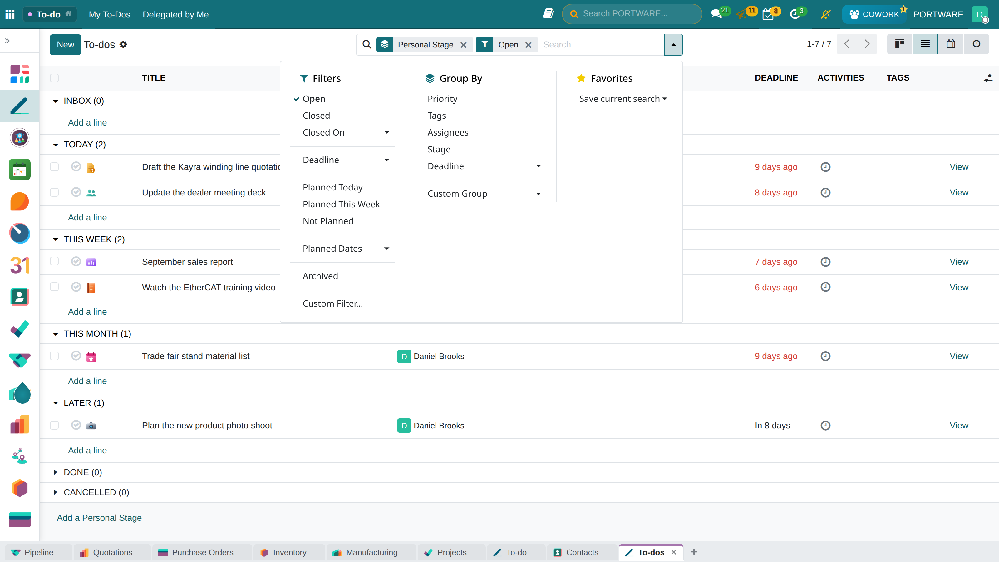 To-do filters — list