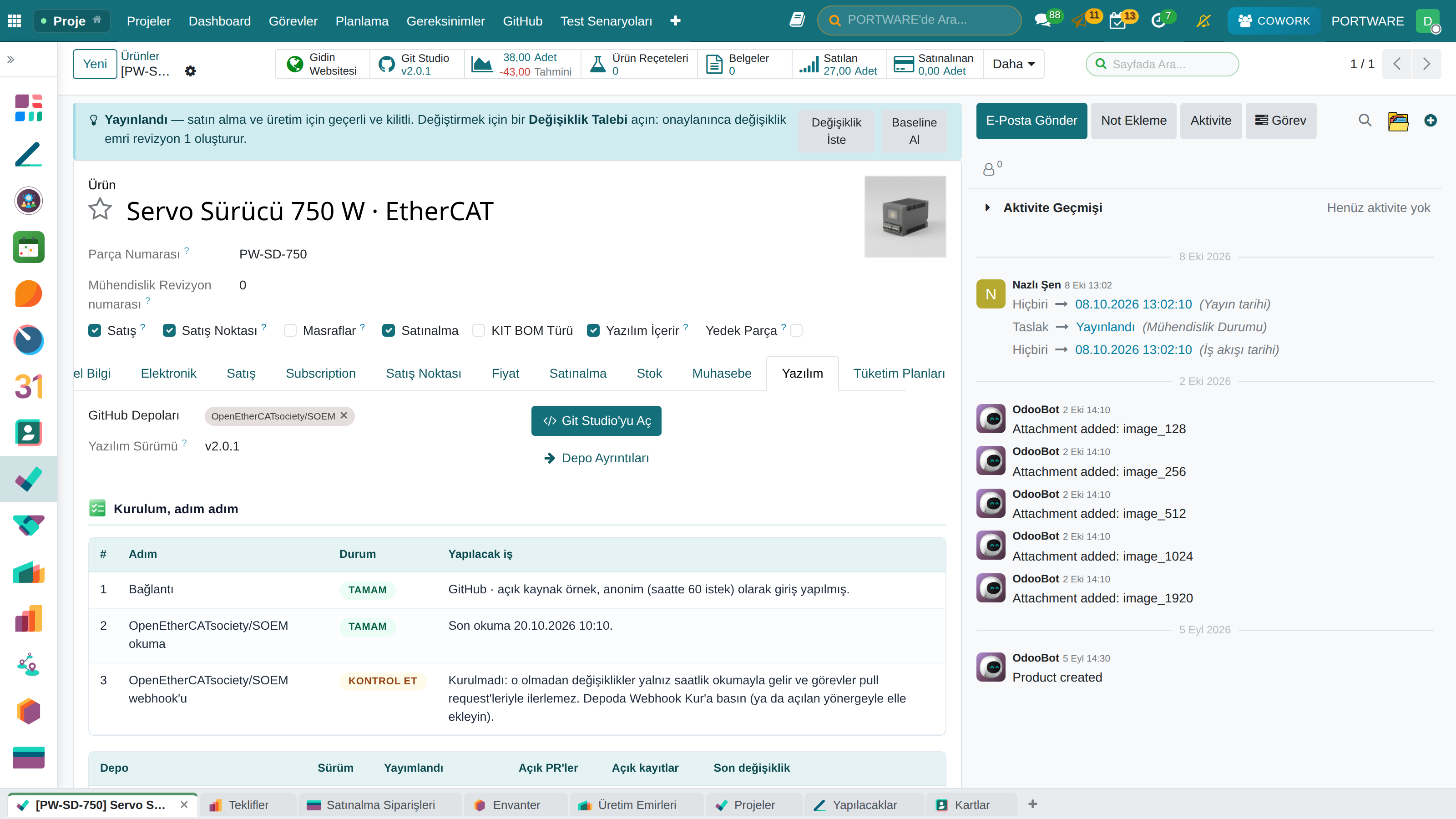 Yazılım içeren ürün: GitHub düğmesi ve son sürüm