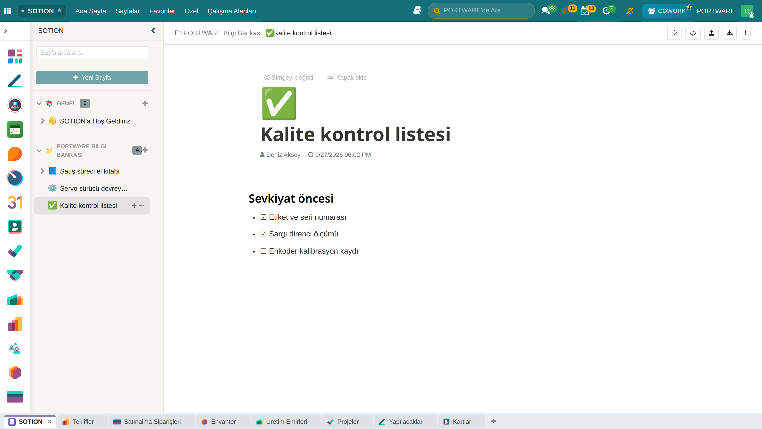 SOTION kontrol listesi
