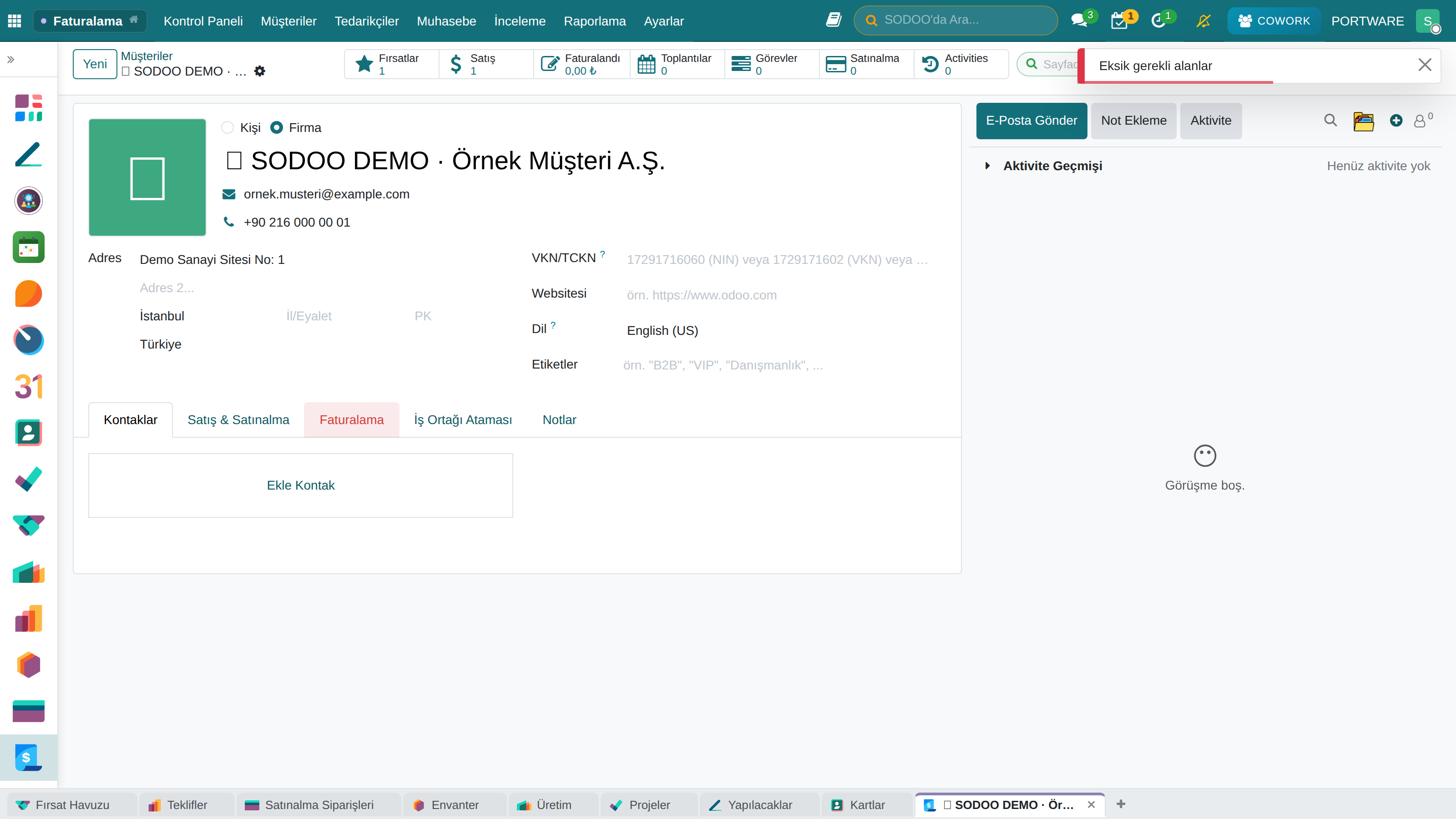 Demo Şirket CRM Fırsatları