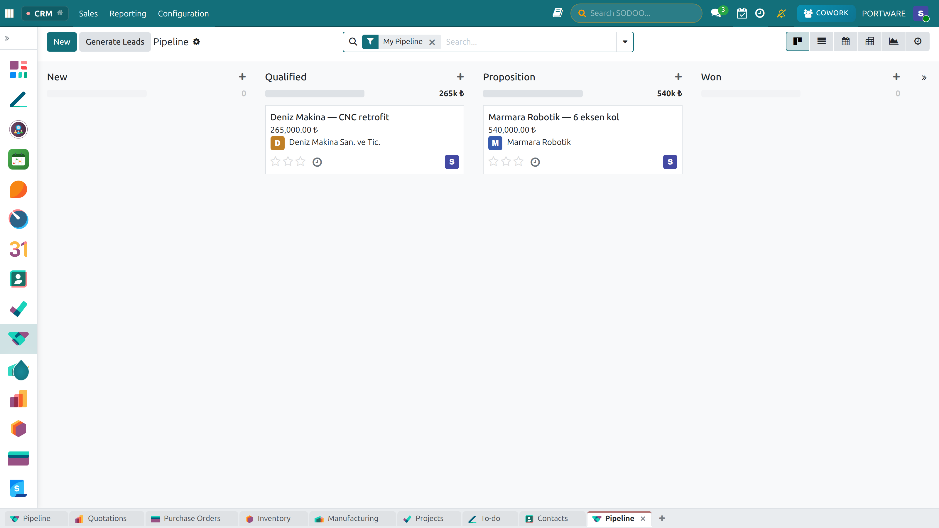 CRM Leads, Kanban View
