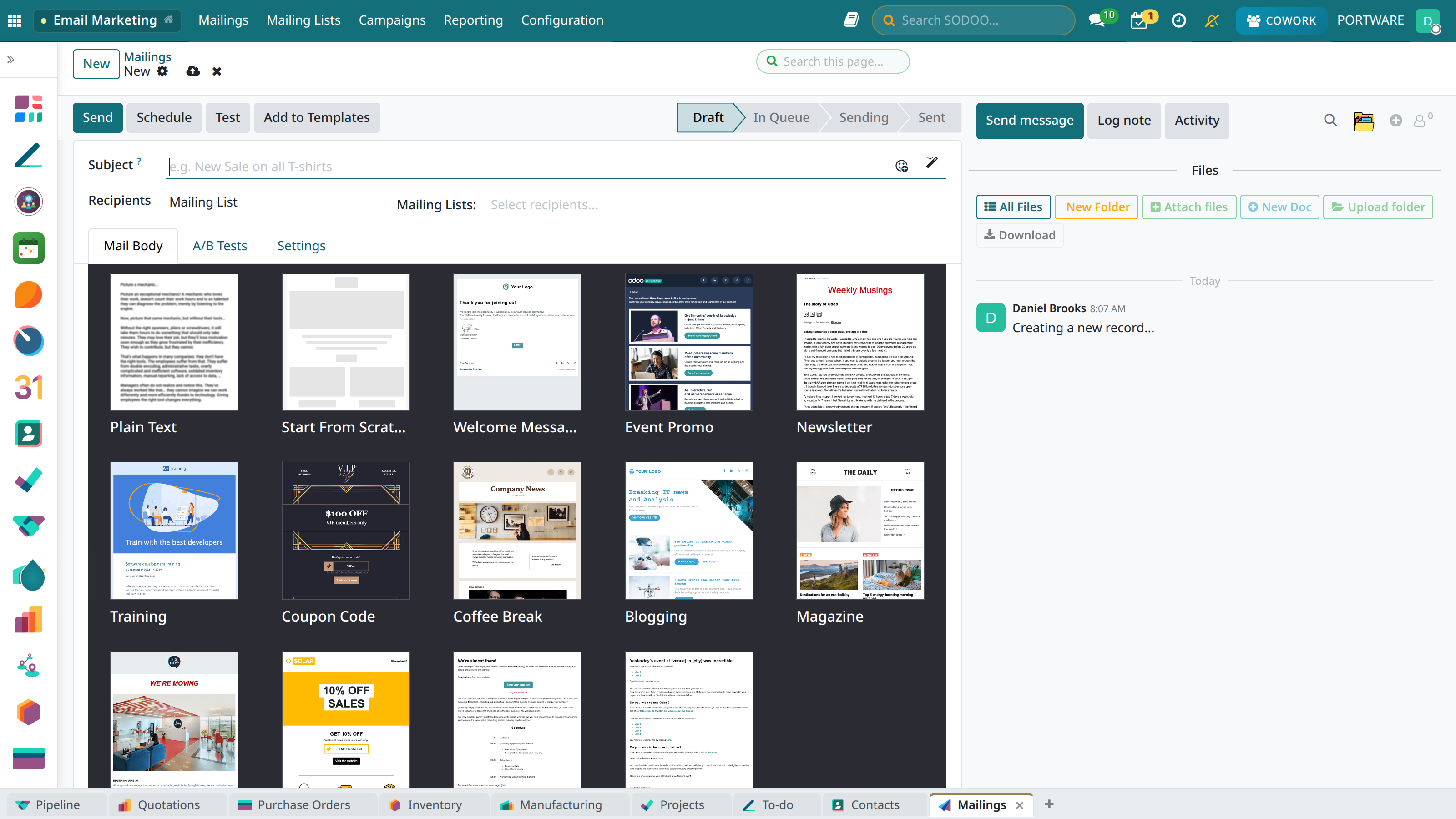 Creating a New E-mail Campaign