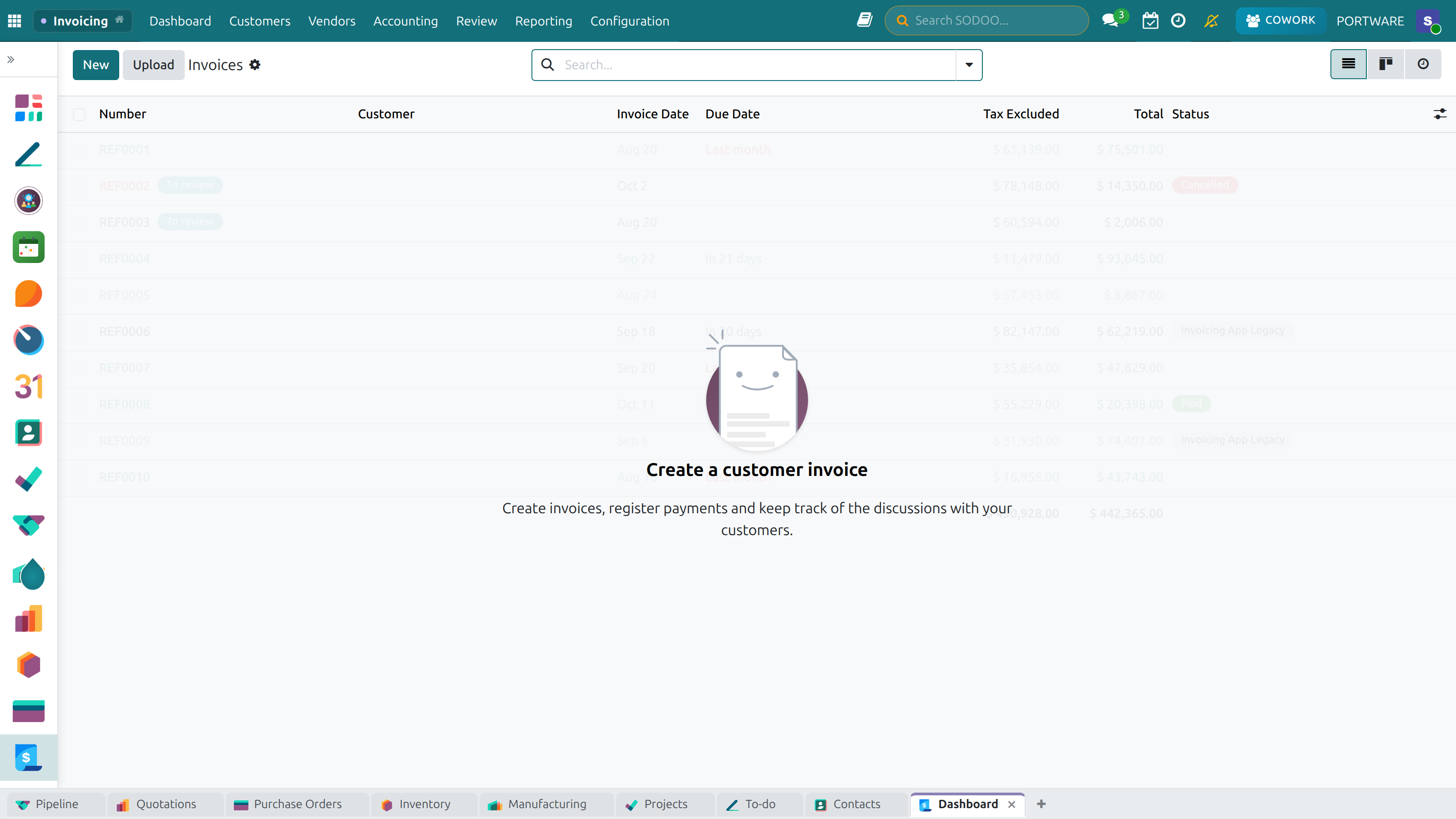 Main Invoicing Dashboard