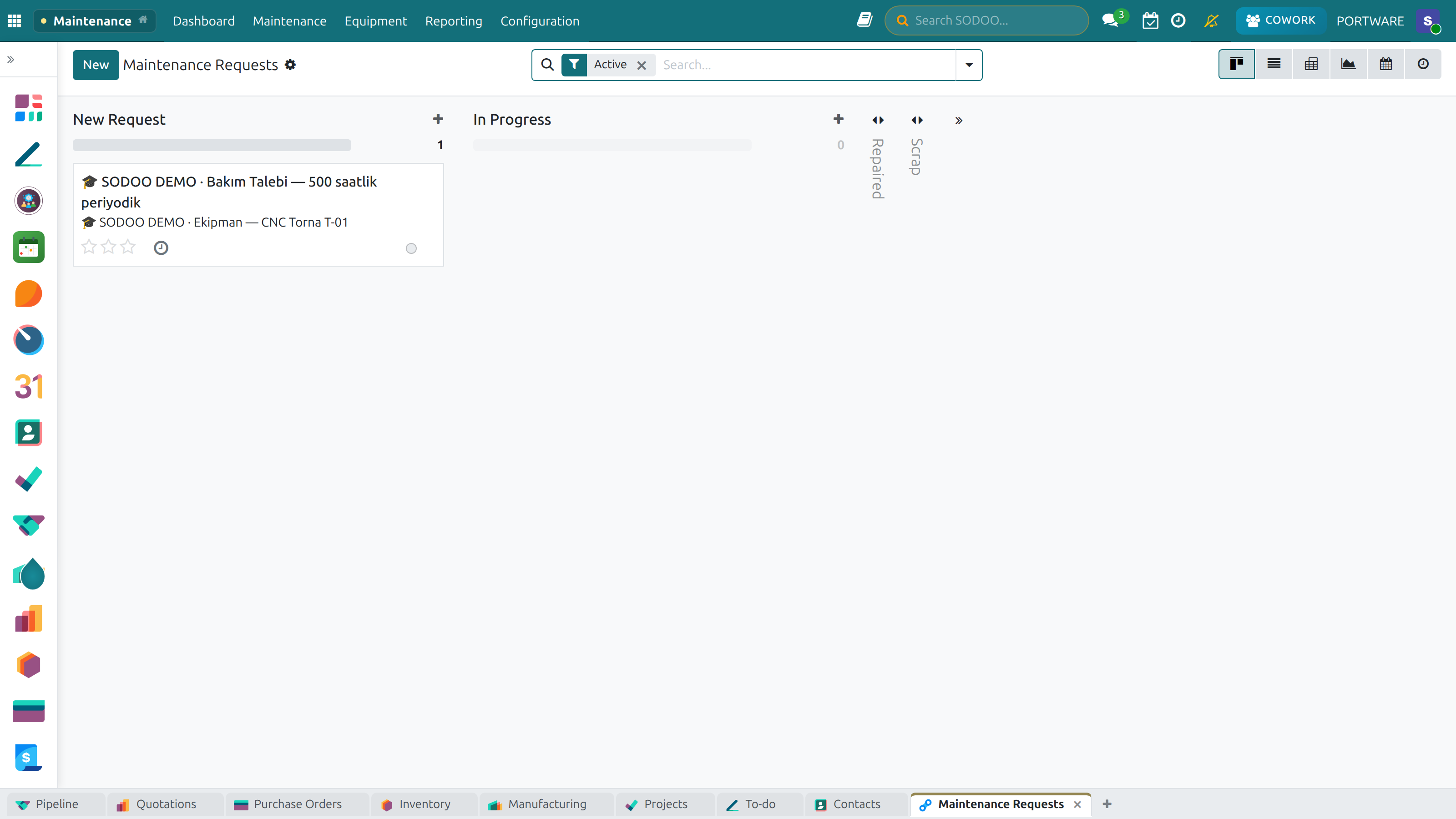 Maintenance Requests, Kanban View