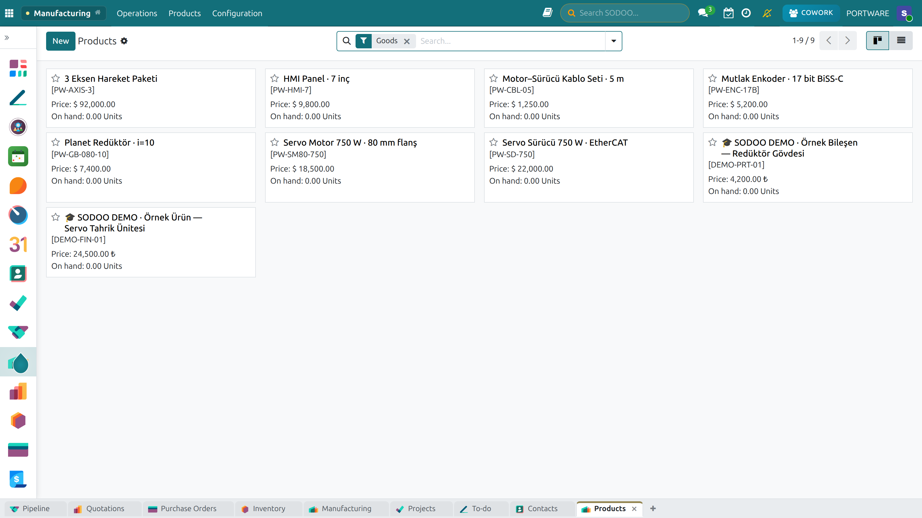 Products, Kanban View