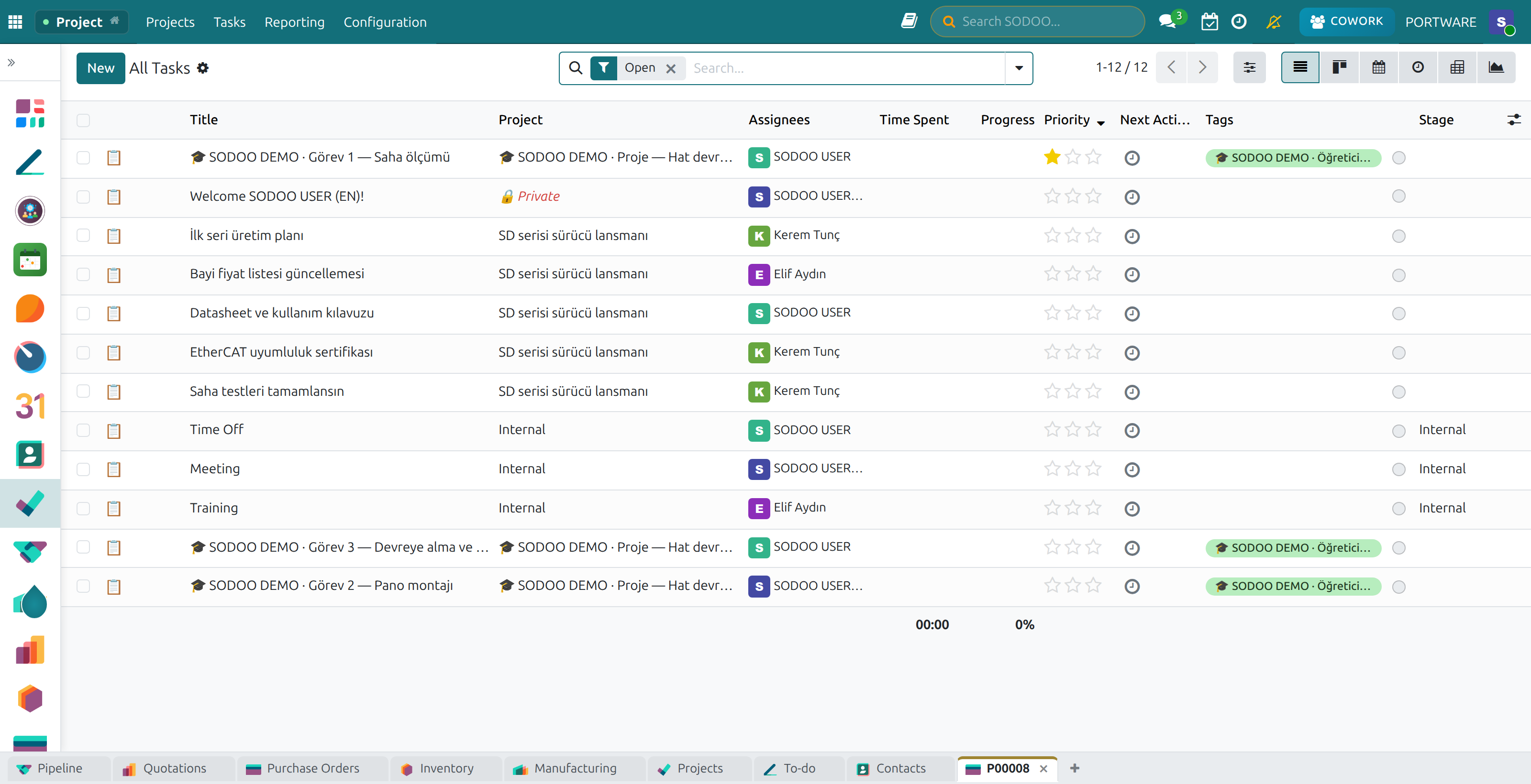 Project tasks — stages, assignments and progress.