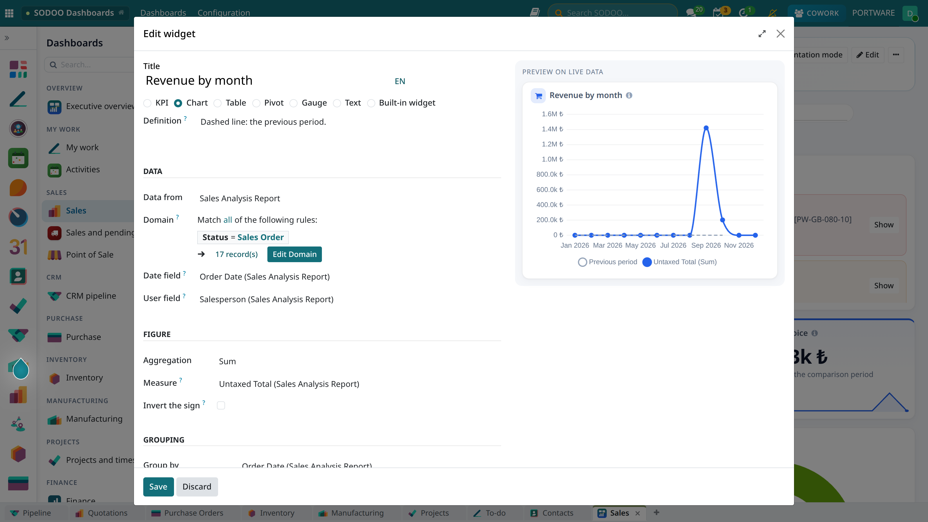 Widget editor with live preview