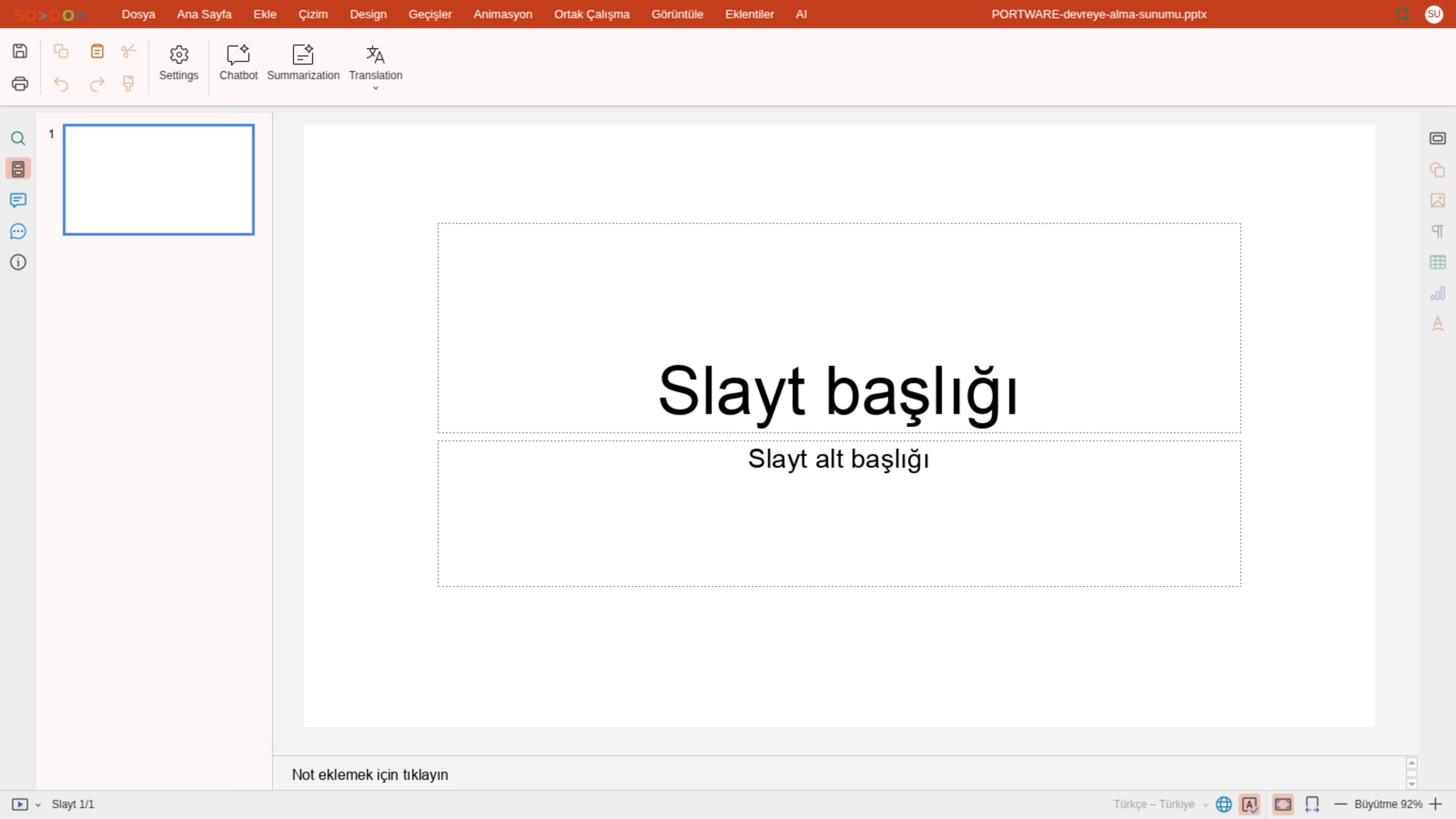 Sunum editörü — AI sekmesi