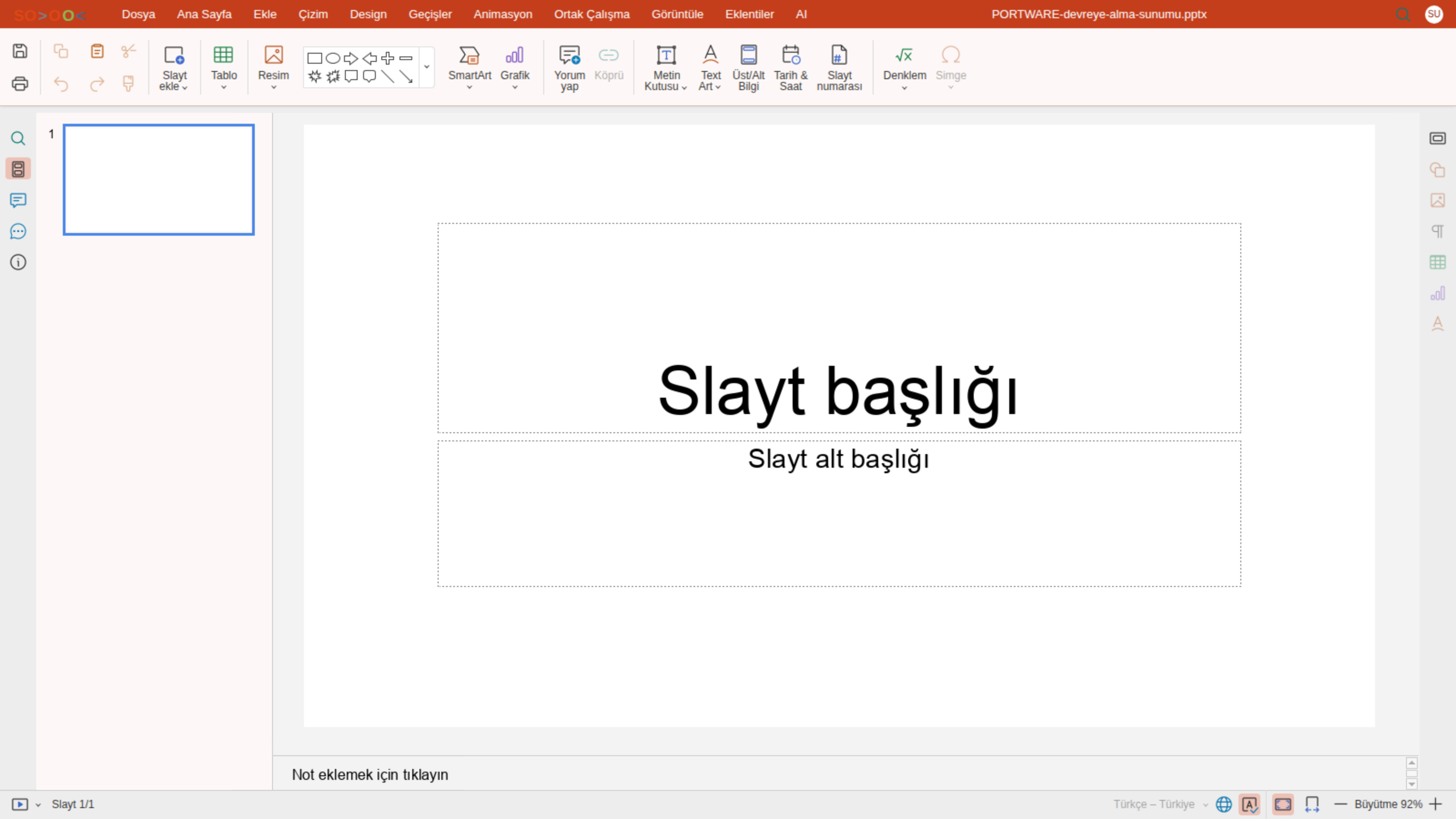 Sunum editörü — Ekle sekmesi