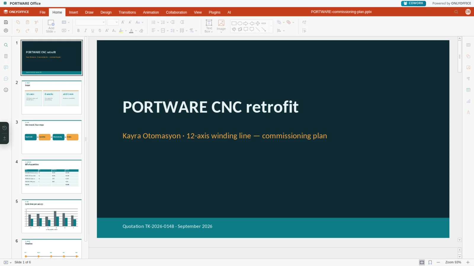 A launch deck in the presentation editor